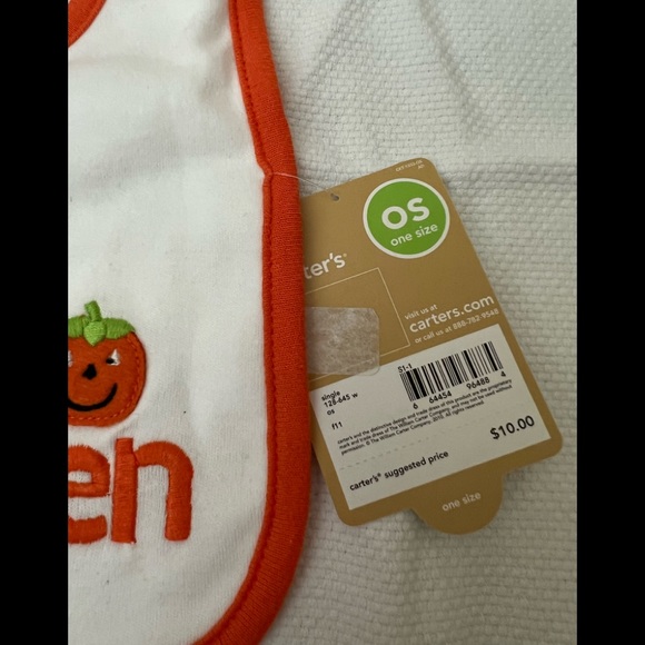 🔵4/$20 Carter’s Little Collections Baby Bib “My First Halloween” OS NWT - Picture 3 of 5